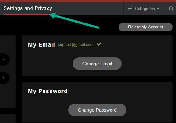 Change login email and password in StripChat