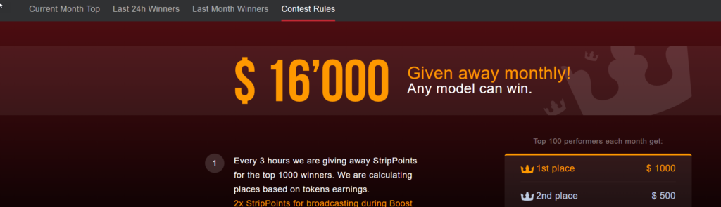 Stripchat contest rules