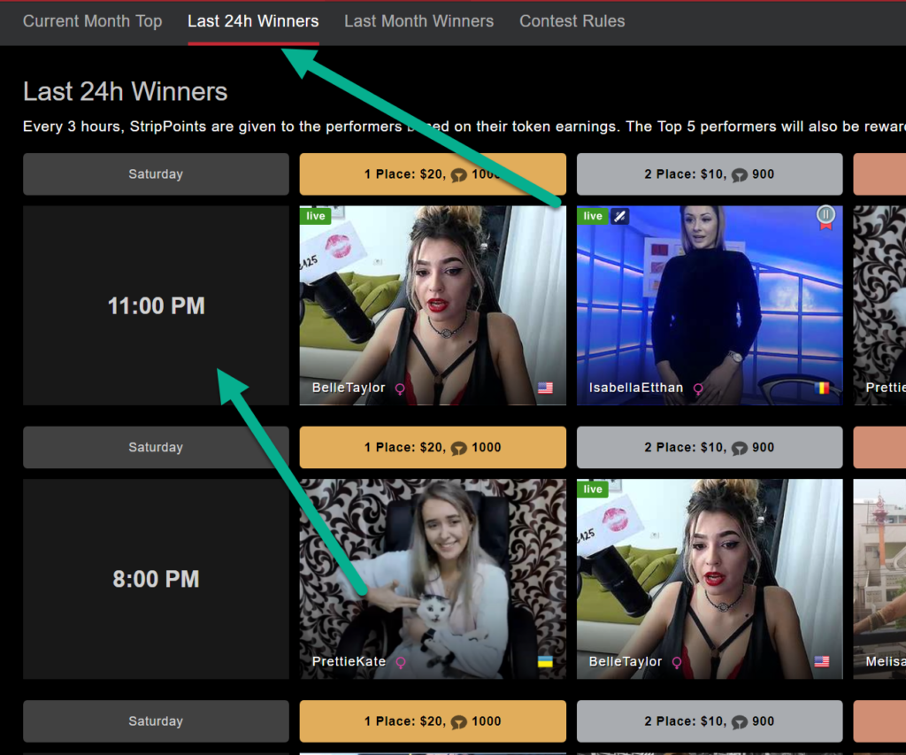 stripchat last 24h winners models