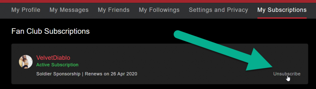 stripchat cancel  subscription